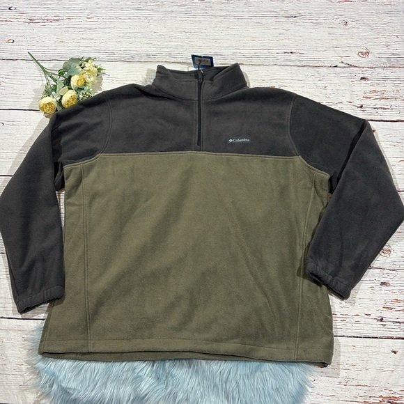 NWT Columbia Steens Mountain™ Half Zip Stone Green Fleece Pullover - Picture 2 of 9